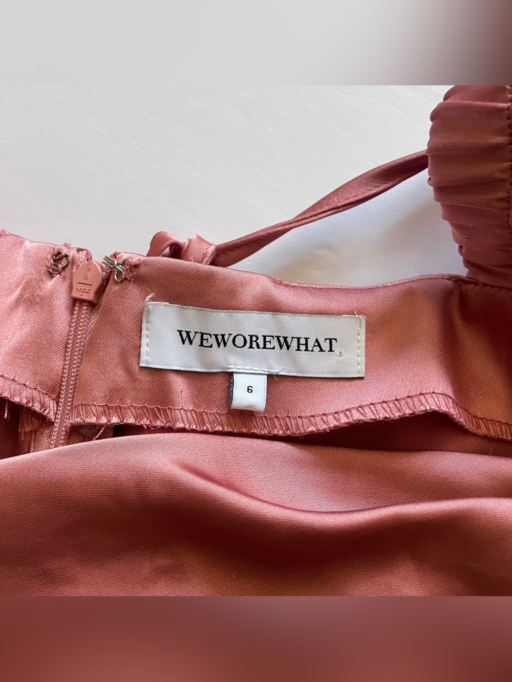 WeWoreWhat Silky Cowl Satin Rosewood Pink Mini Dress Size 6 Romantic Tea Party - Picture 8 of 10